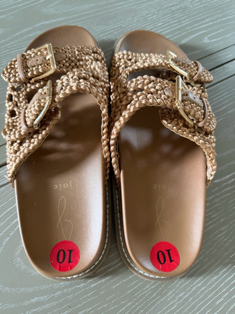 Joie Braided Buckle Slide Sandals in Tan - Size 10 NWOT